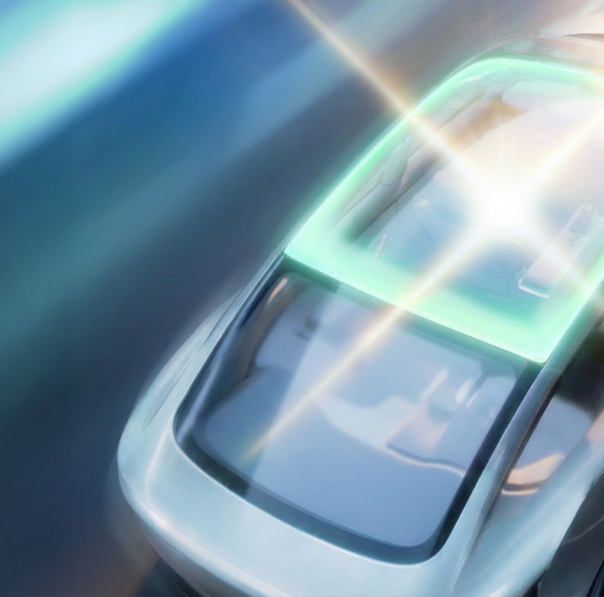 Car with panoramic sunroof and IR-refective technology 